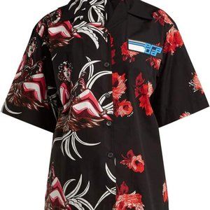 Prada Hawaiian Shirt, Red and Black, 2018 SS Runway
